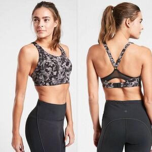Athleta Women's 36B Gray Camo‎ Soft Touch Racerback Advance Sports Bra